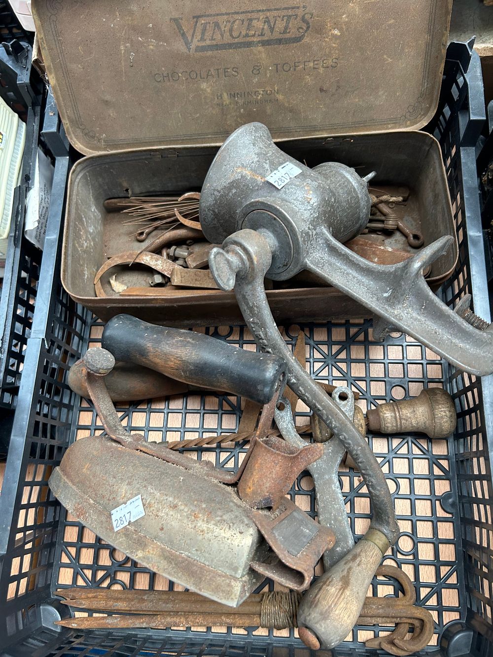 Lot 325: Vintage Iron /Mincer And Various Tools.