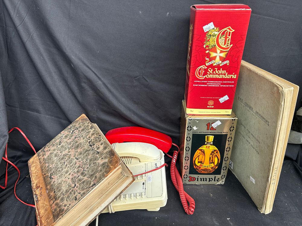 Lot 327: Vintage Books And Phone's One Bottle Of Alcohol...