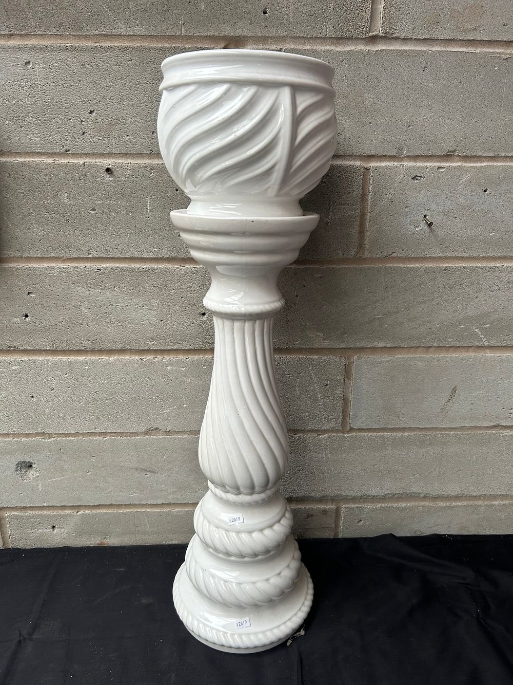 Lot 336: Ceramic Plant Stand And Planter Standing 30".