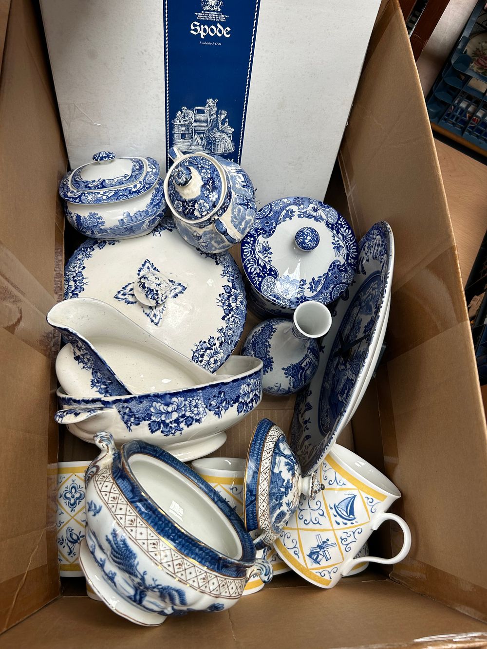 Lot 349: Large Box Of Ceramics Including Spode.