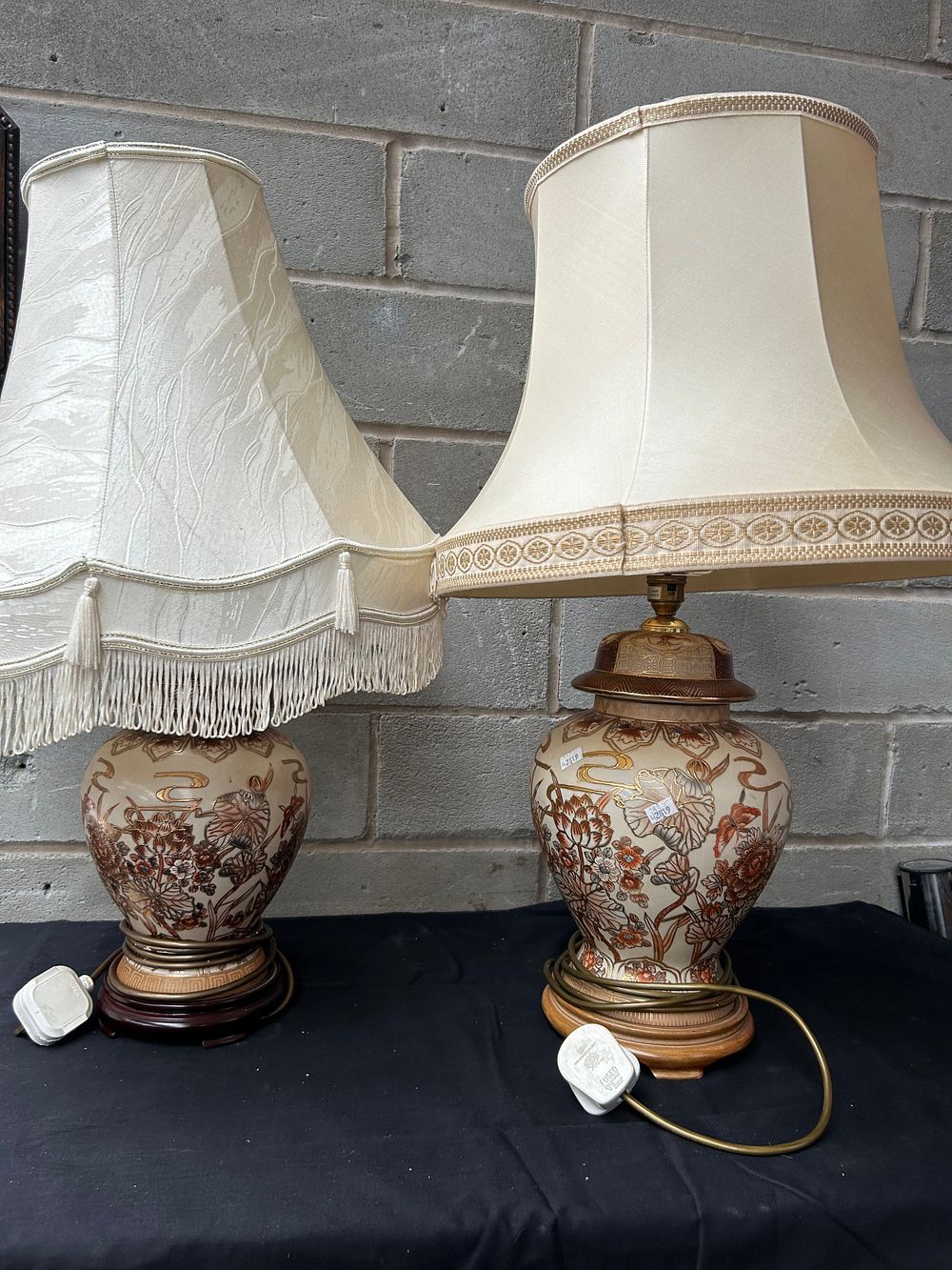 Lot 391: Pair Of Floral Detail Lamps Standing 26".