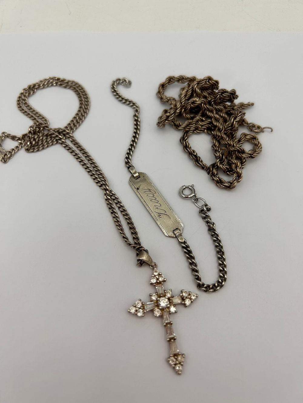 Lot 416: Silver Crucifix, Silver Bracelet And Scrap Silver.