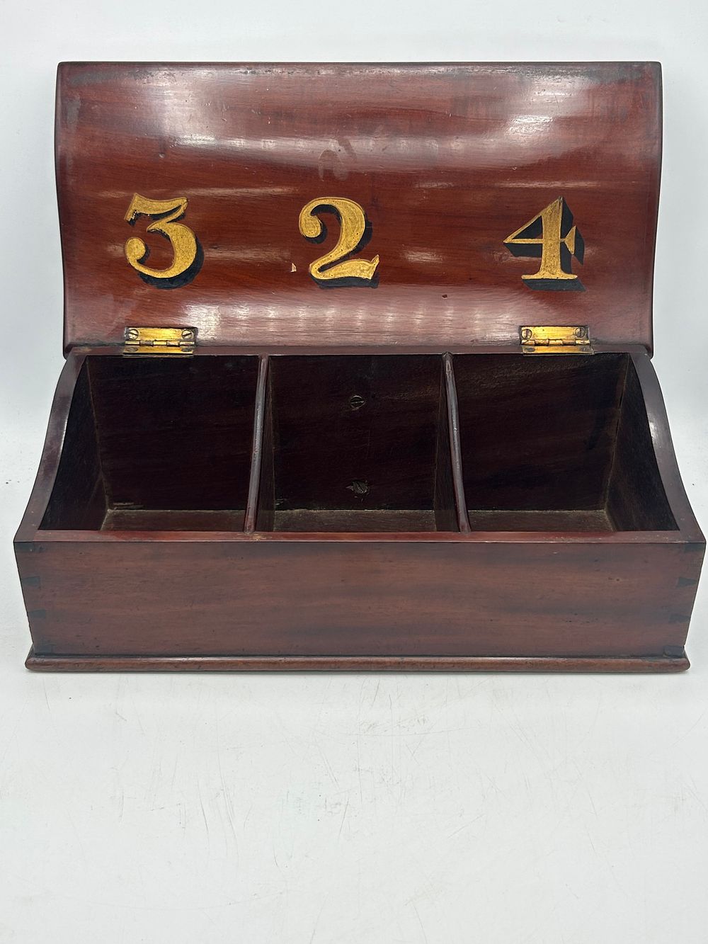 Lot 517: Victorian Mahogany Waiters Cigar Box 13" Long