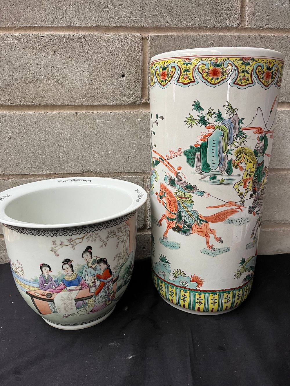 Lot 213: Pair Of Oriental Vases Tallest Standing 19".