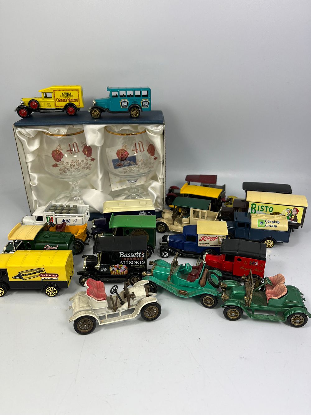 Lot 218: Various Diecast Vehicles And Caithness Brandy Glasses.