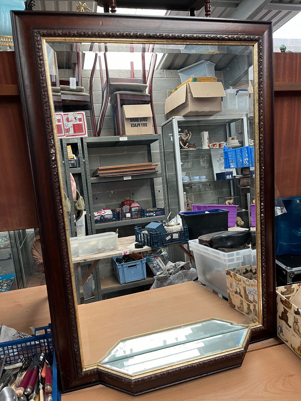 Lot 228: Large Hall Mirror With Shelve 34" x 24".