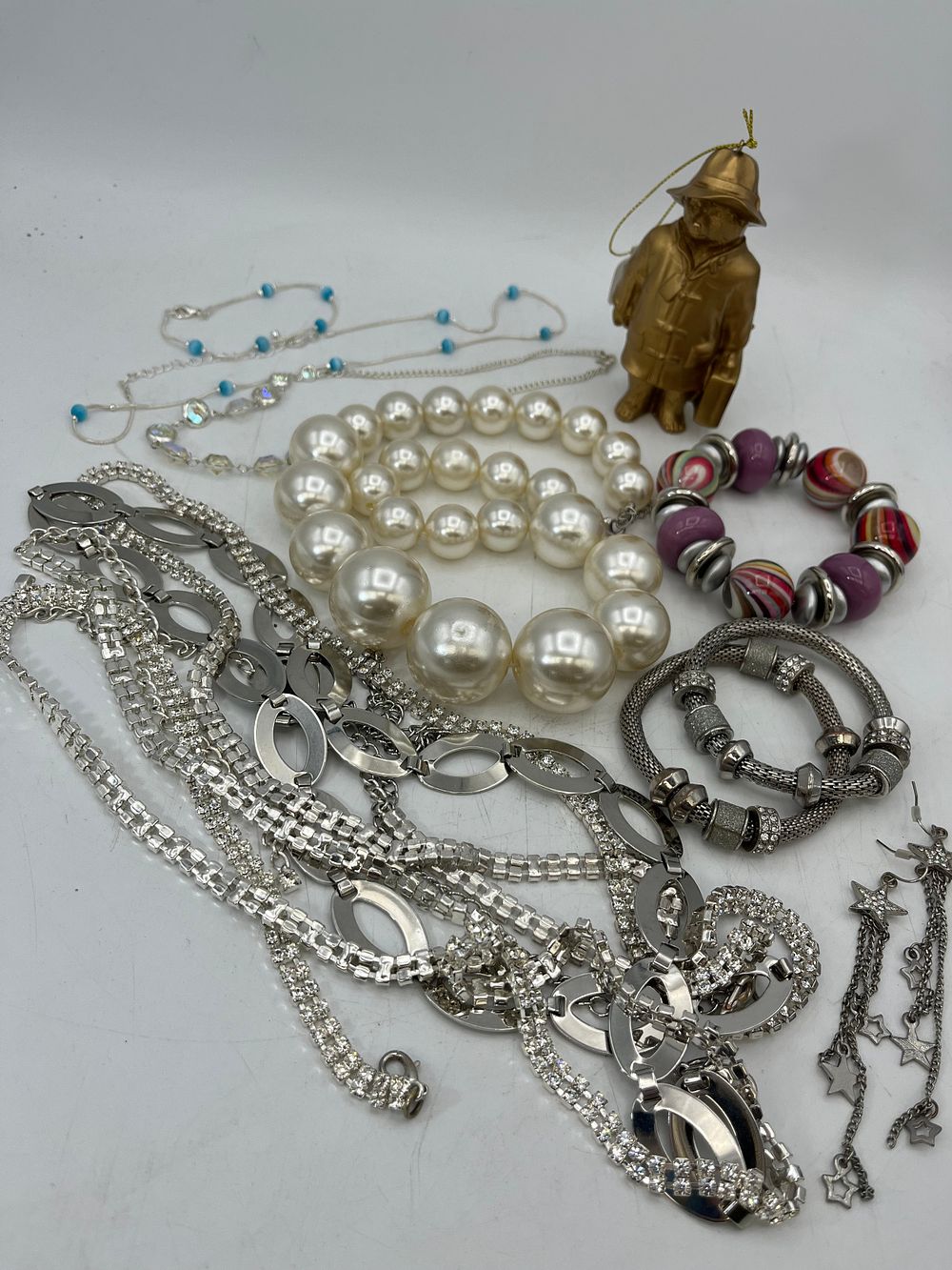 Lot 243: Variety Of Costume Jewellery Plus Paddington Bear Ornament.