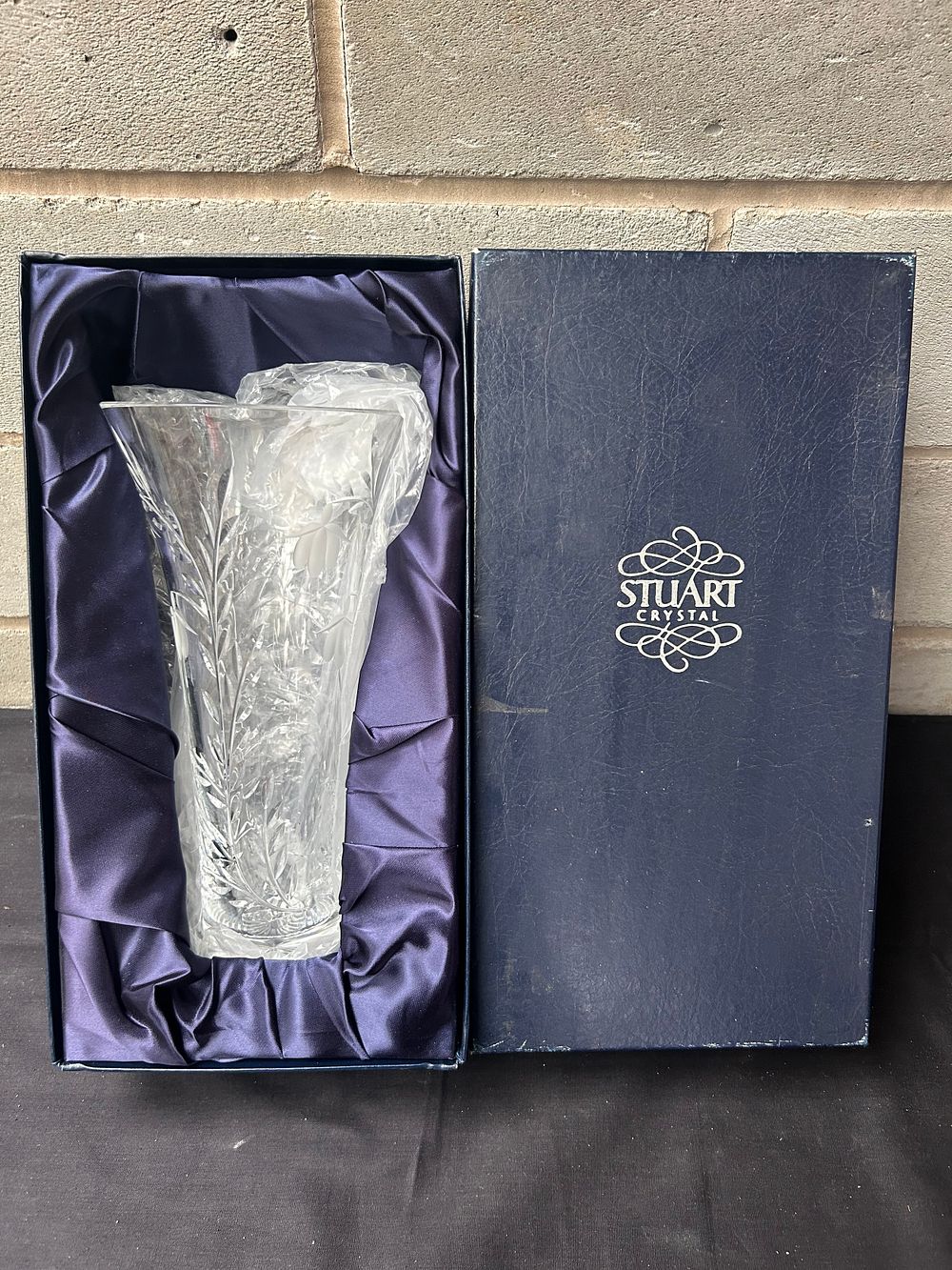 Lot 245: Boxed Stuart Crystal Vase 11".