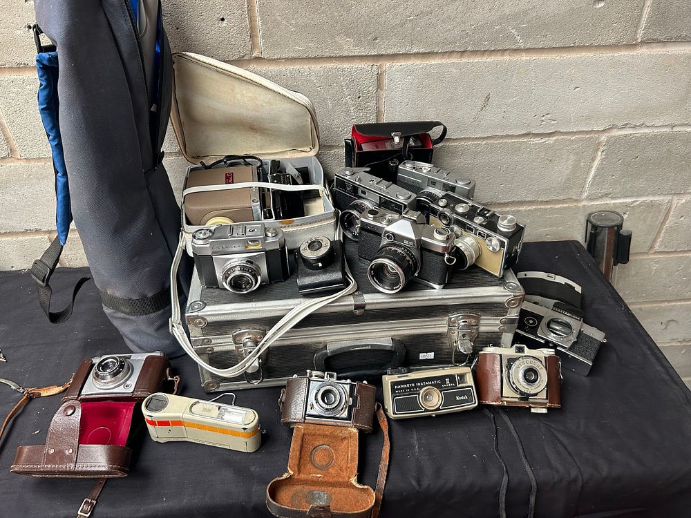 Lot 269: Lot To include Case, Various Cameras And Tripod...