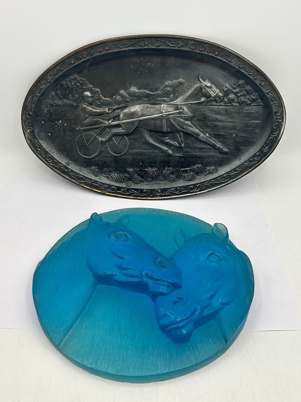 Lot 298: Two Plaques Relating To Horses One White Metal...