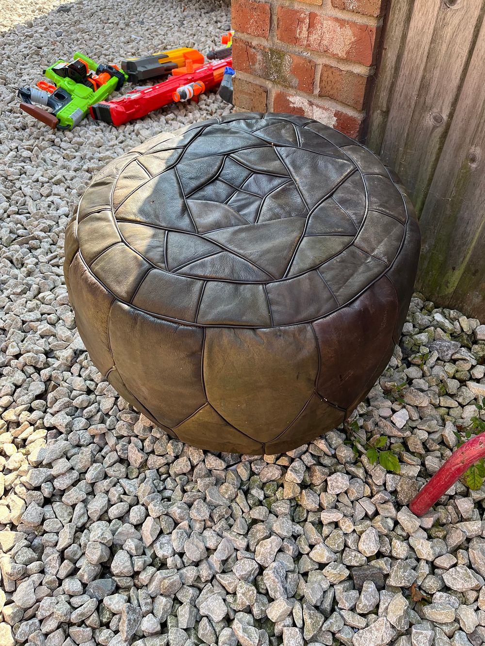 Lot 342: 1960's Leather Pouffe 20" x 1".