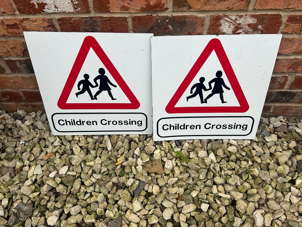 Lot 345: Two 'Children Crossing' Signs 16" x 16".