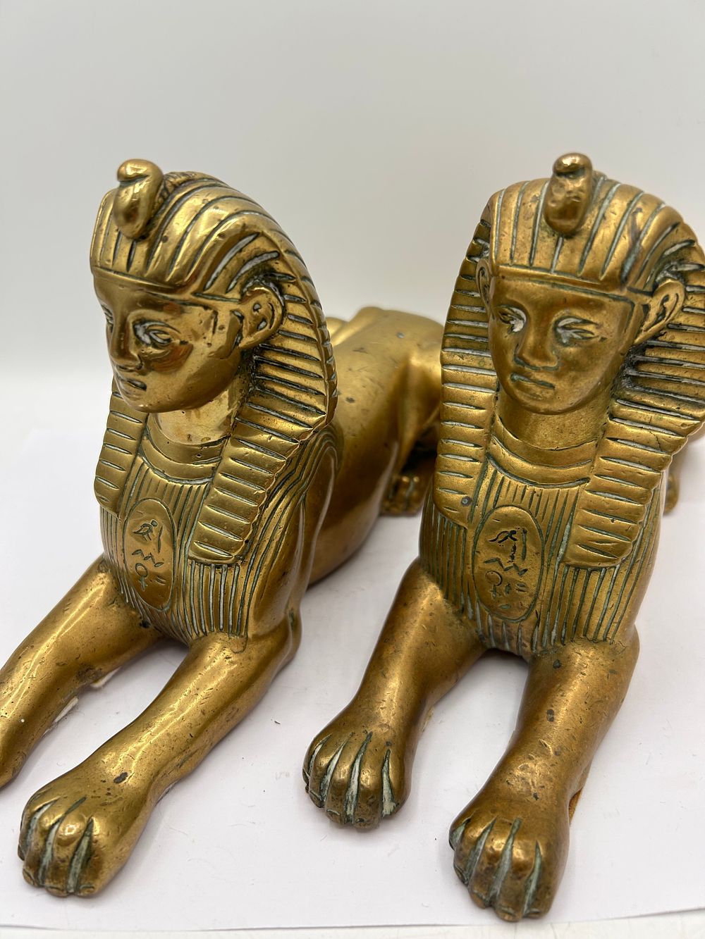 Lot 355: Pair Of Brass Antique Sphinx , 9" Long...