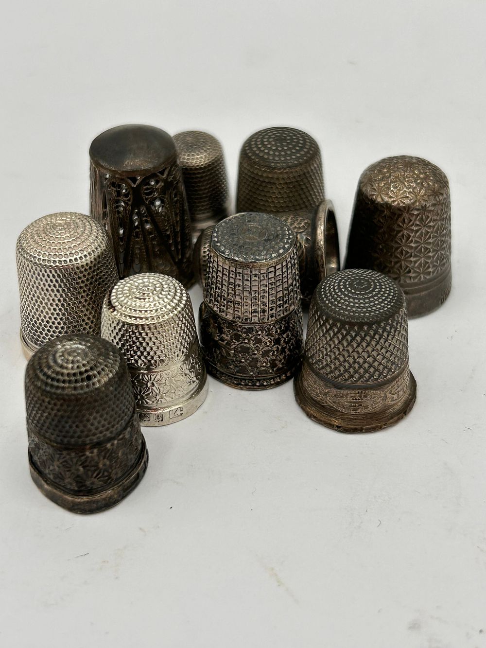 Lot 371: Collection Of Silver Thimbles , Total Approx 48g
