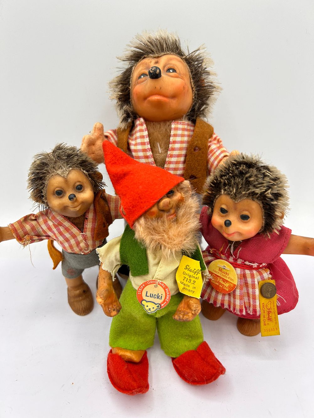 Lot 374: Collection Of Four Vintage Steiff Figures,Tallest Standing 7"