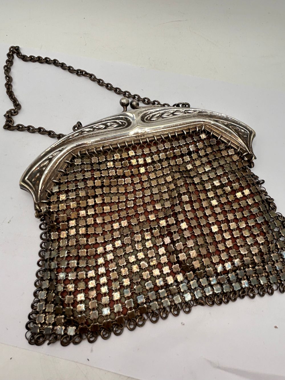 Lot 377: Vintage Silver Plated Mesh Purse 7"x 6"