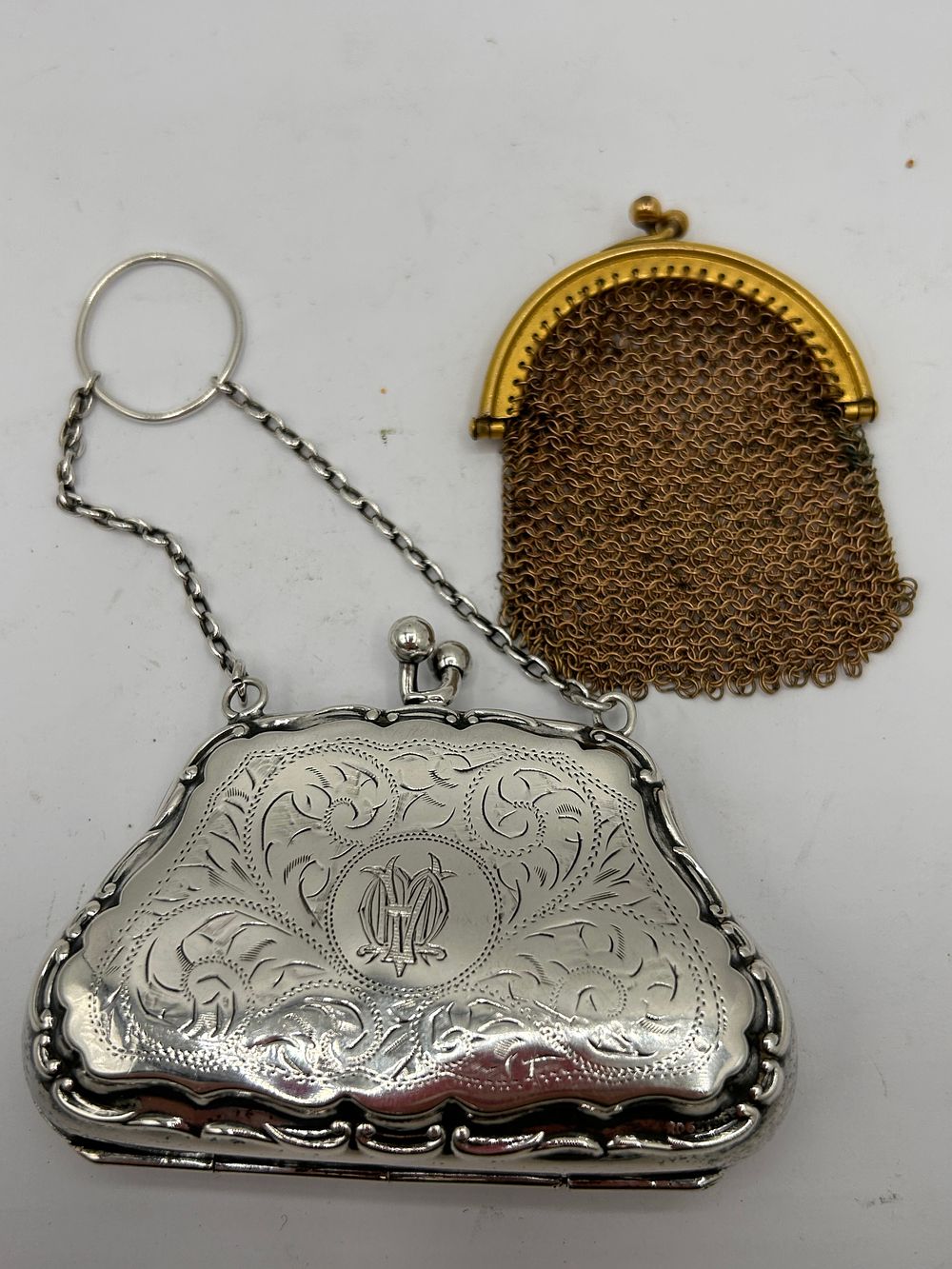 Lot 378: Pair Of Vintage Mesh Purses, One White Metal...