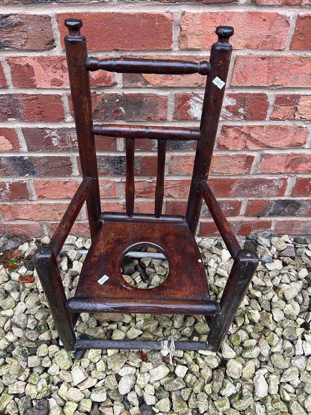 Lot 403: Antique Wooden Potty Chair 23" x 14".