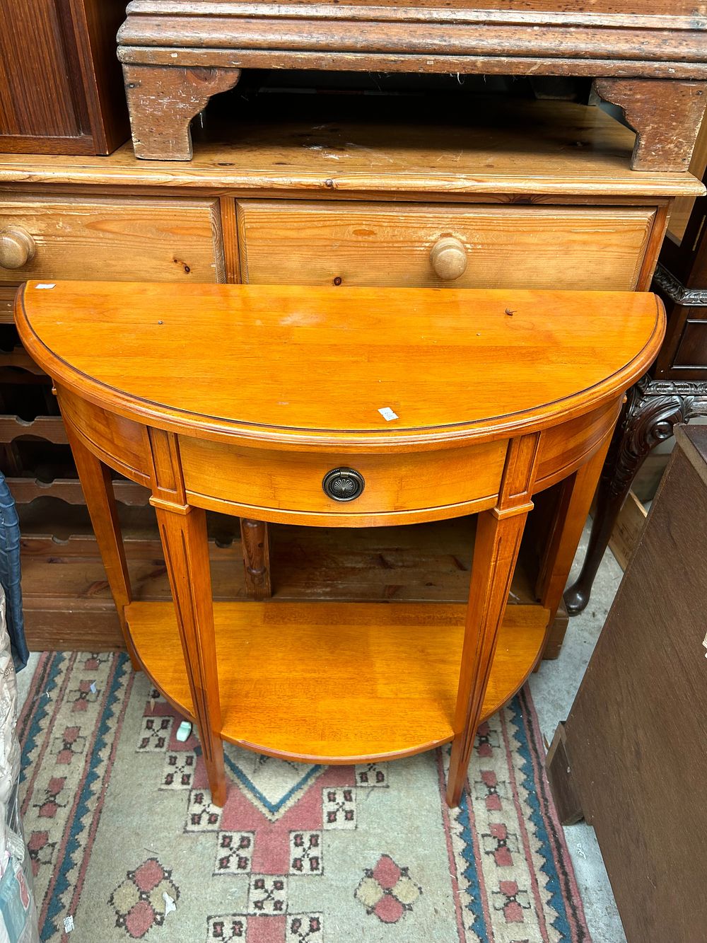Lot 407: Half Moon Side Table 30" x 33".