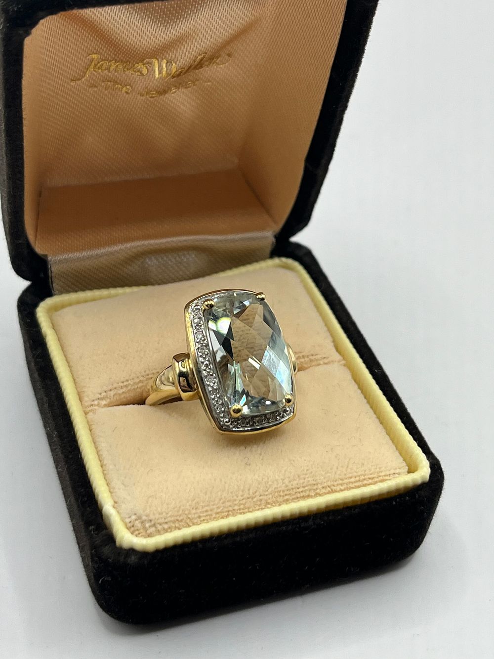 Lot 314: 9ct Large Cushion Green Quartz And Diamond Ring...