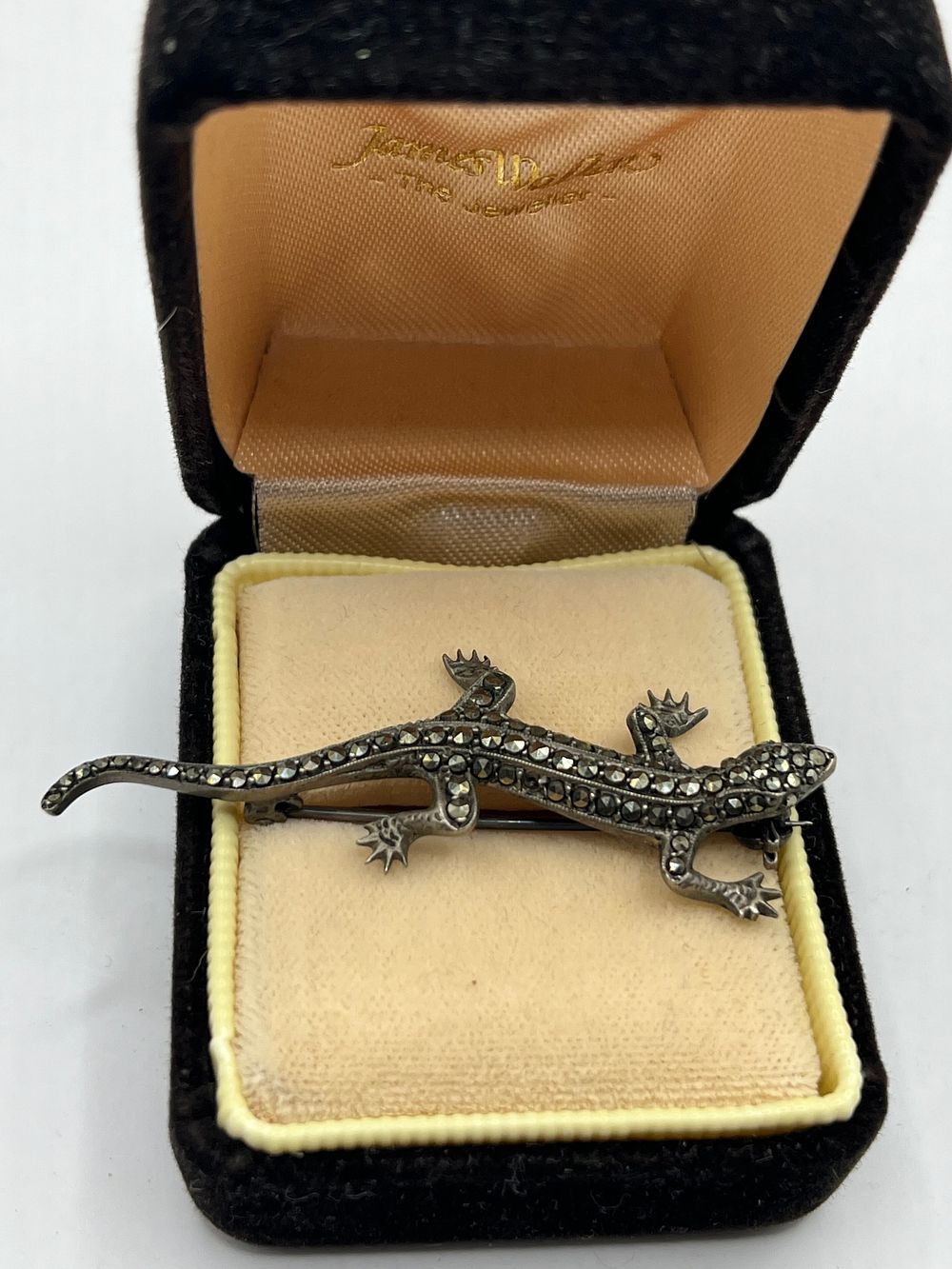 Lot 325: Silver And Marcasite Lizard Brooch.