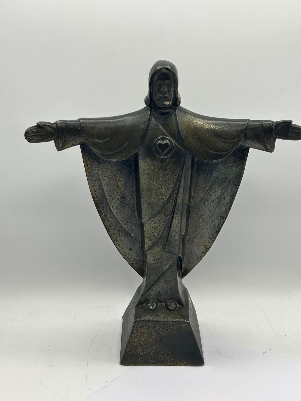Lot 426: Spelter? Figure of Jesus Christ Signed To Back...
