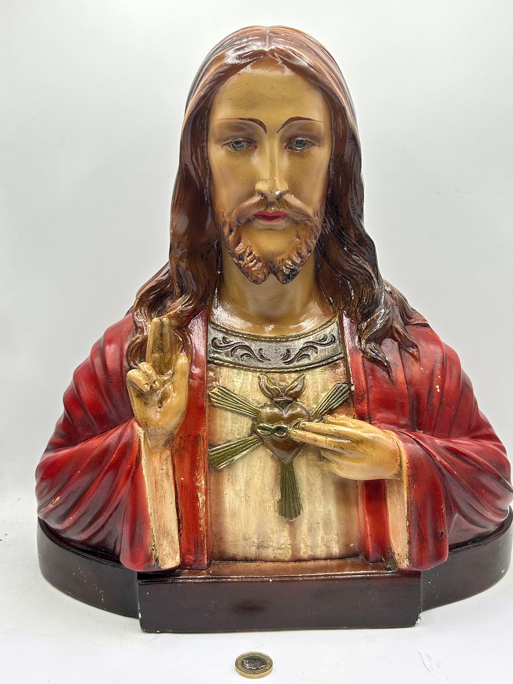 Lot 433: Sacred Heart of Jesus Bust Signed To Back