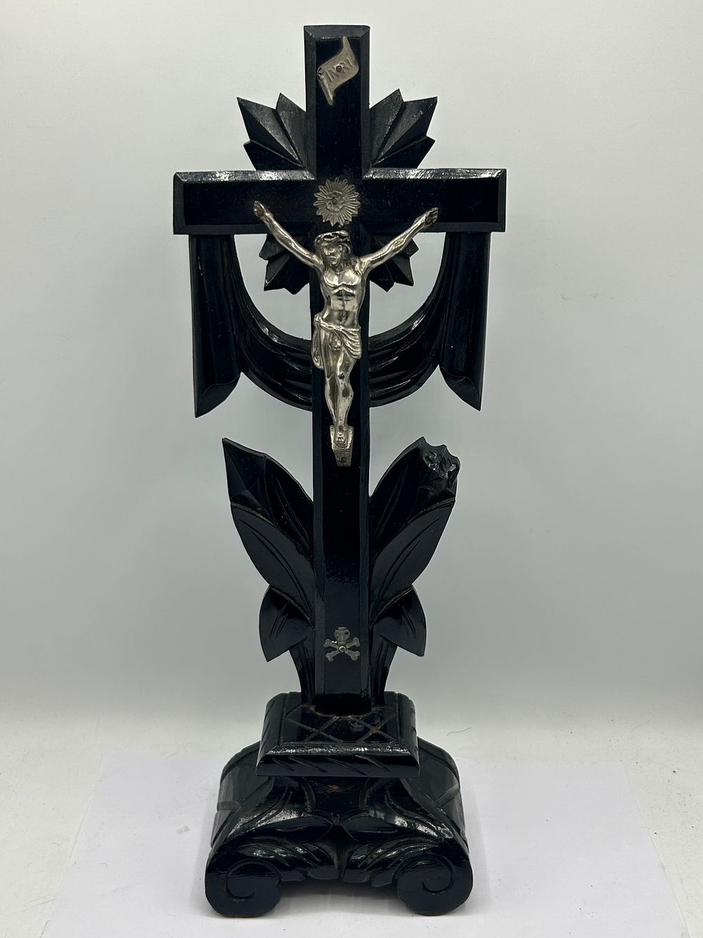 Lot 434: Carved Wooden Crucifix Standing 16”