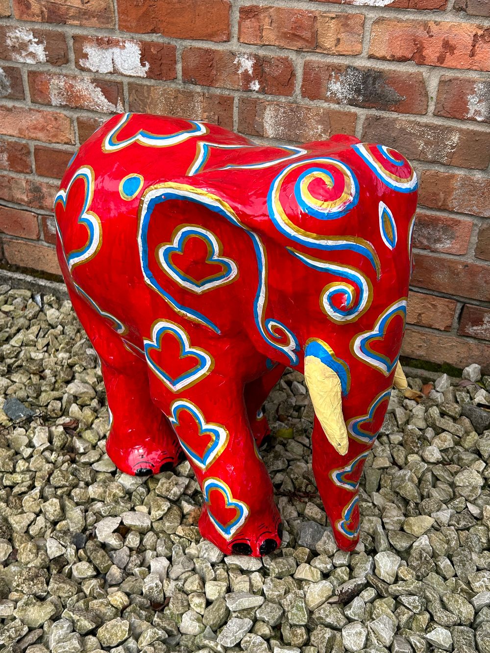 Lot 441: Papier-mâché Elephant Hand Painted Standing 21”