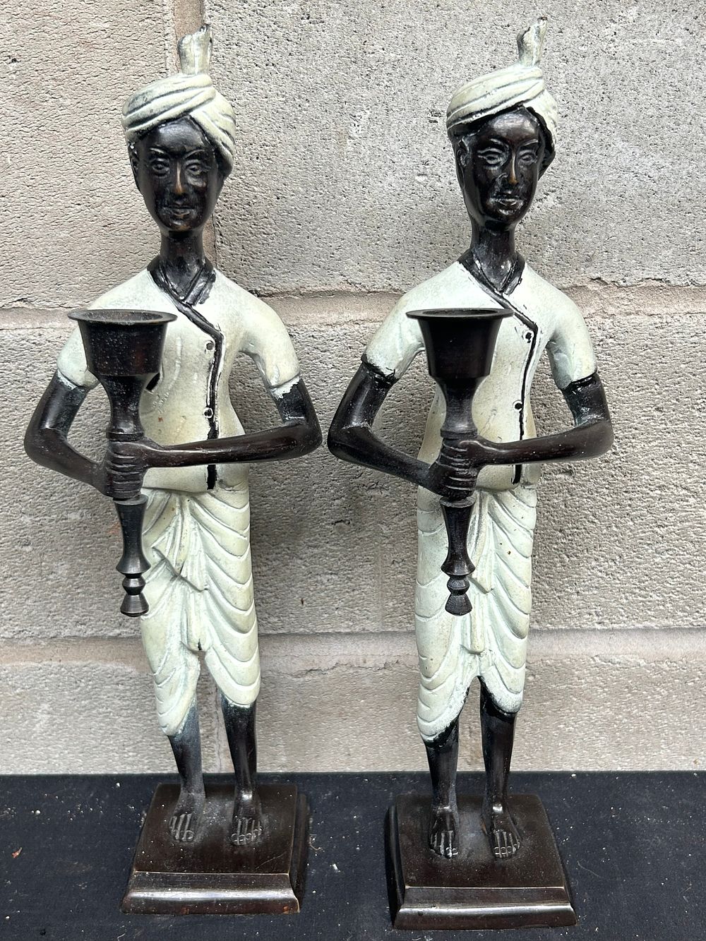 Lot 445: Stunning Bronze? Pair of Blackamoor Candle Holders Standing...