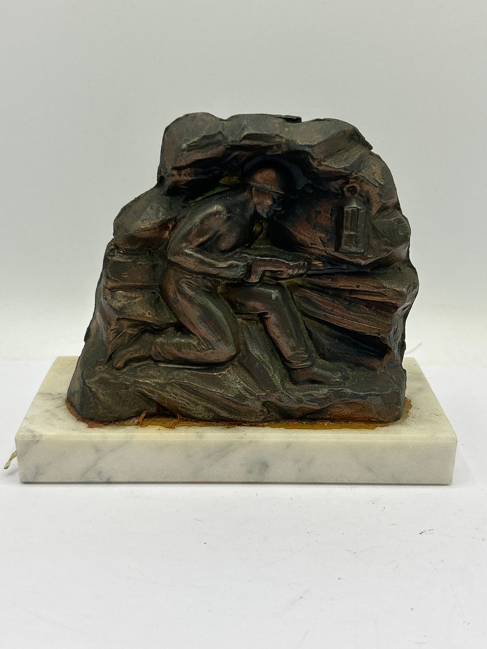 Lot 461: Bronze Style Mining Related Figure on Marble Base...