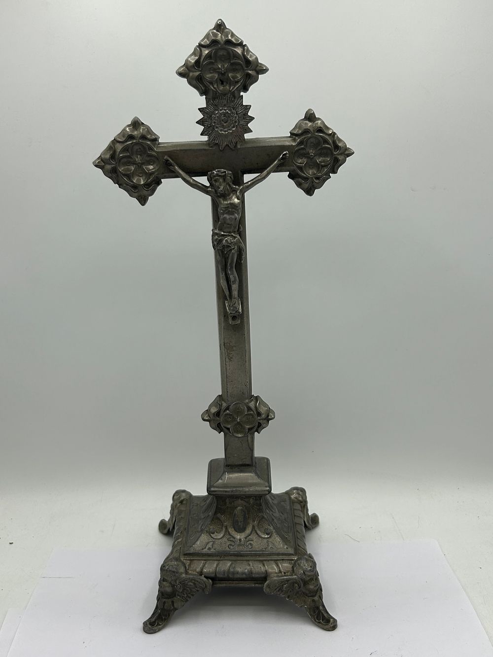 Lot 473: Chrome Detailed Crucifix Standing 15”