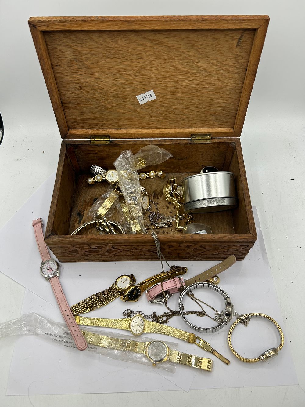 Lot 479: Well Carved Box to Include Various Watches Including...
