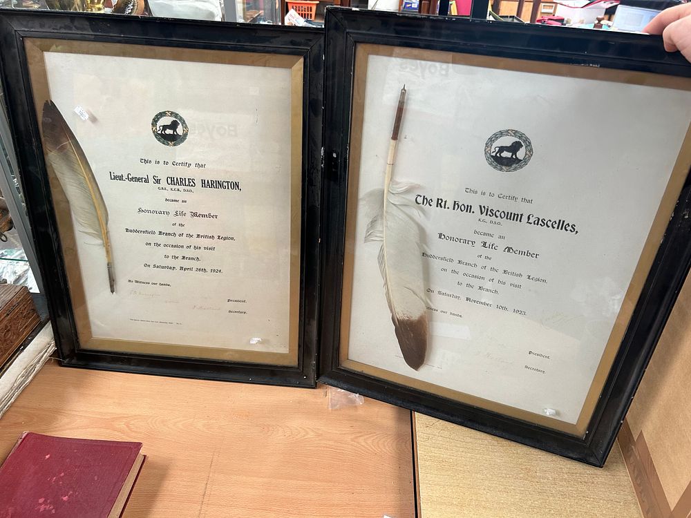 Lot 482: Two Framed Royal British Legion Certificates