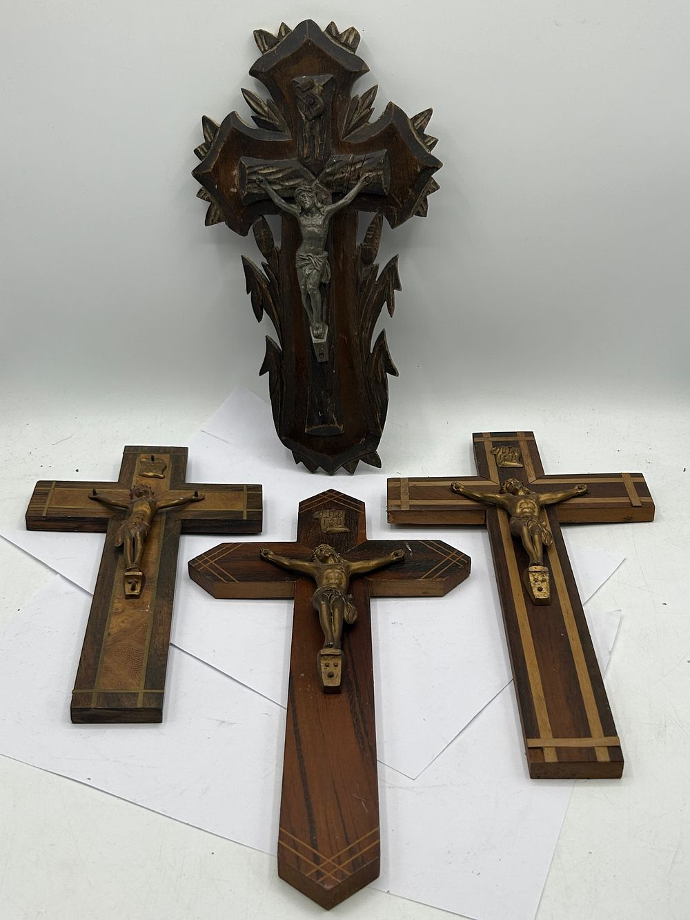 Lot 483: Four Wooden Crucifixes