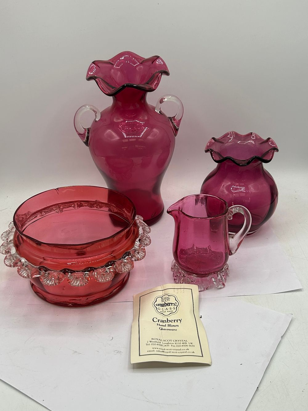 Lot 499: Various Cranberry Glass Pieces