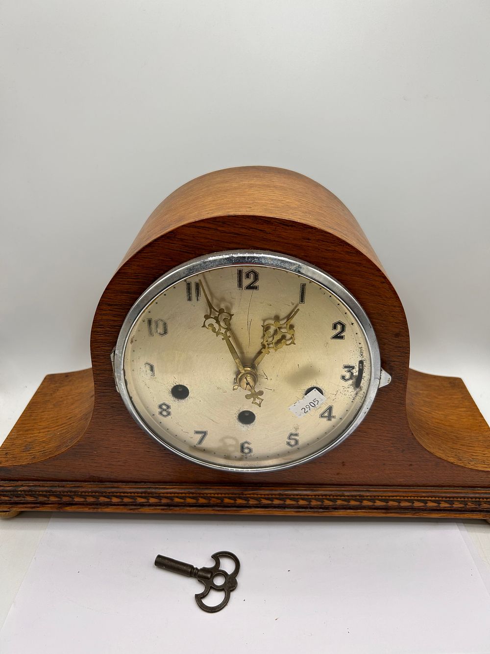 Lot 504: Vintage Mantle Clock 15" Long, Tics When Wound.