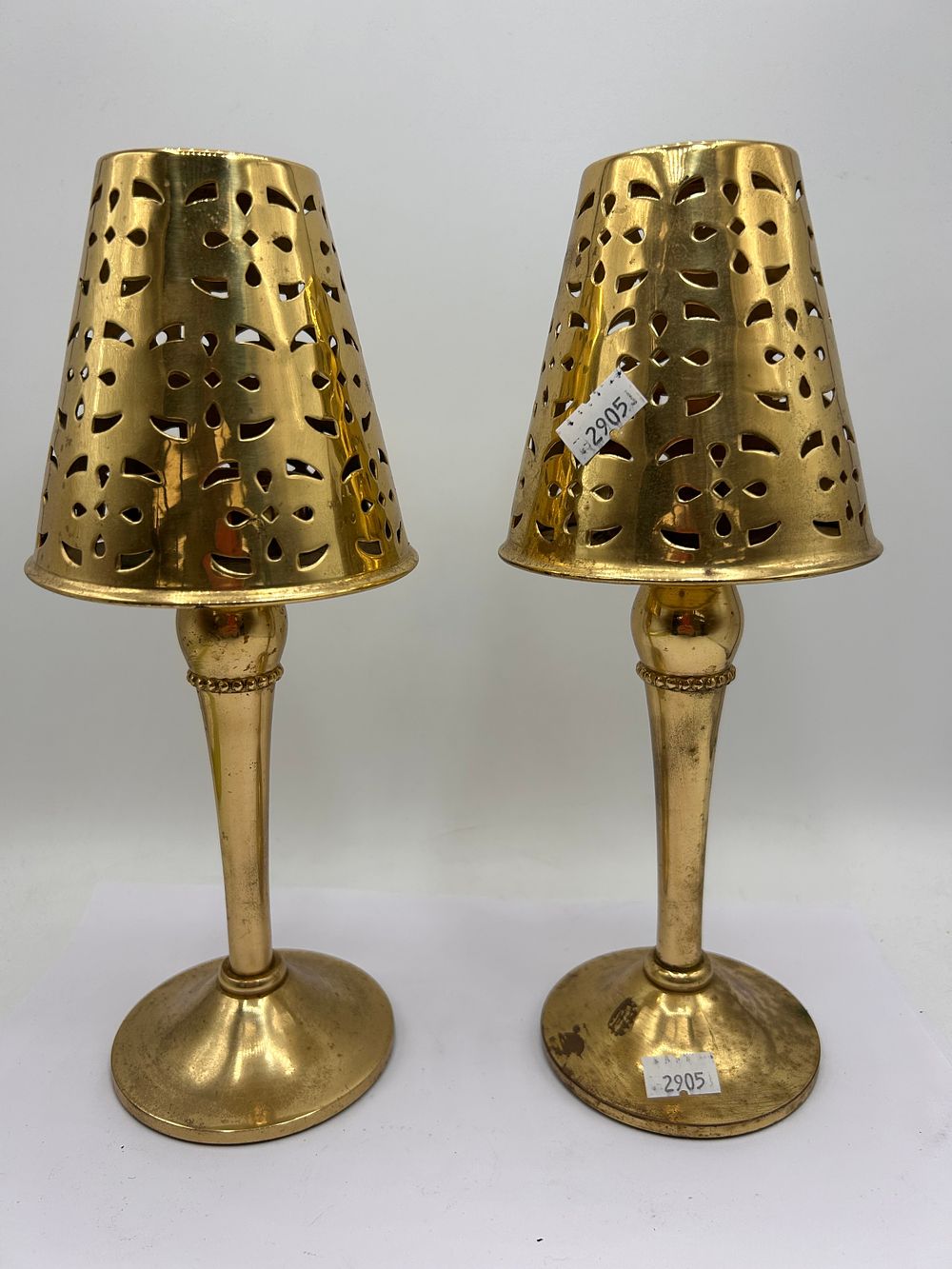 Lot 505: Pair Of Brass Tealight Holders, Nice Quality ,...