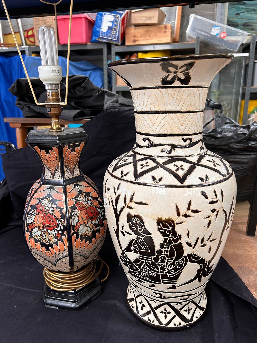 Lot 518: Large Vase And Lamp Base , Vase 21"...