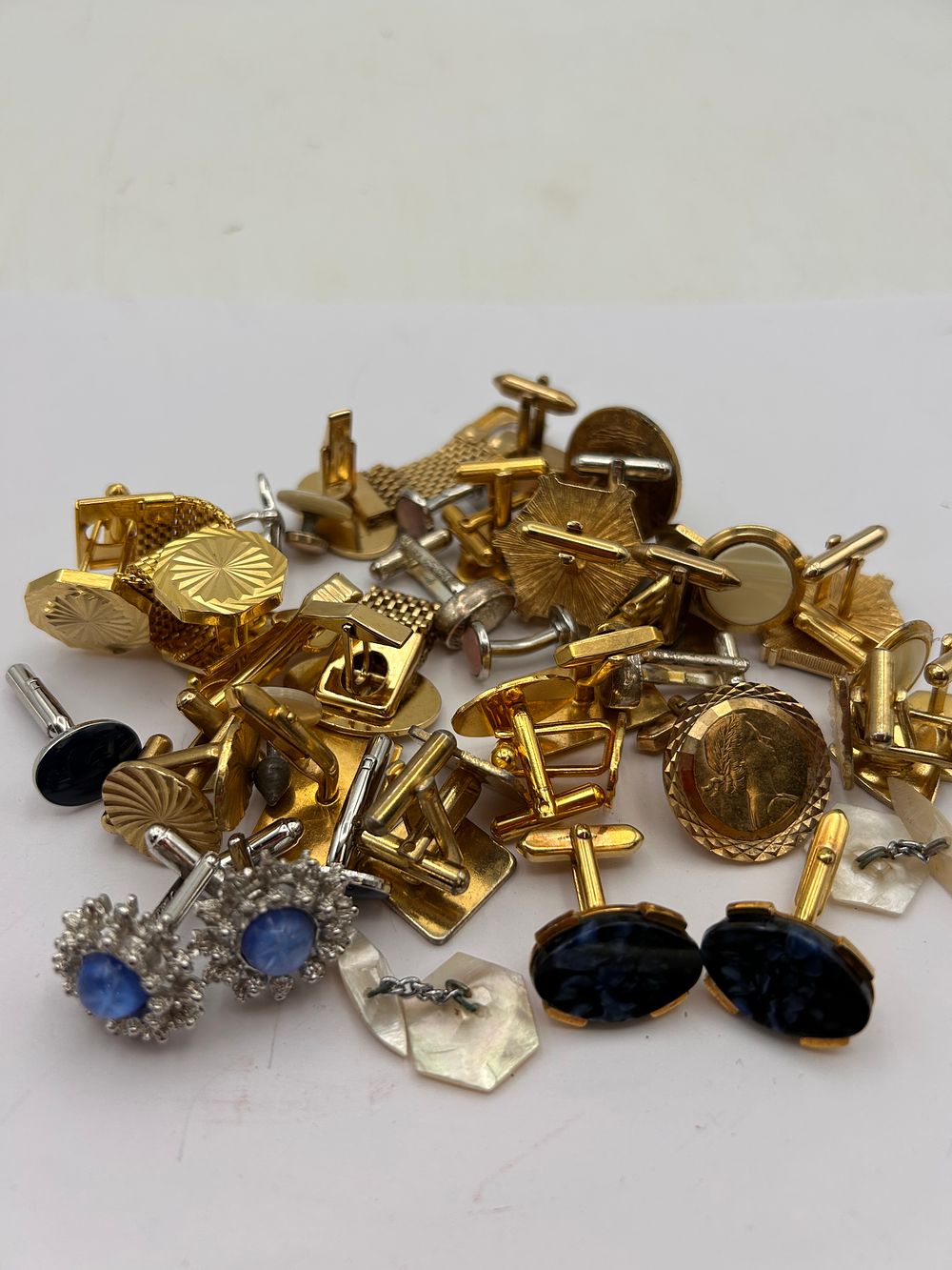 Lot 368: A Collection of Vintage Gold-Toned and Silver-Toned Cufflinks, Mid-to-Late 20th Century