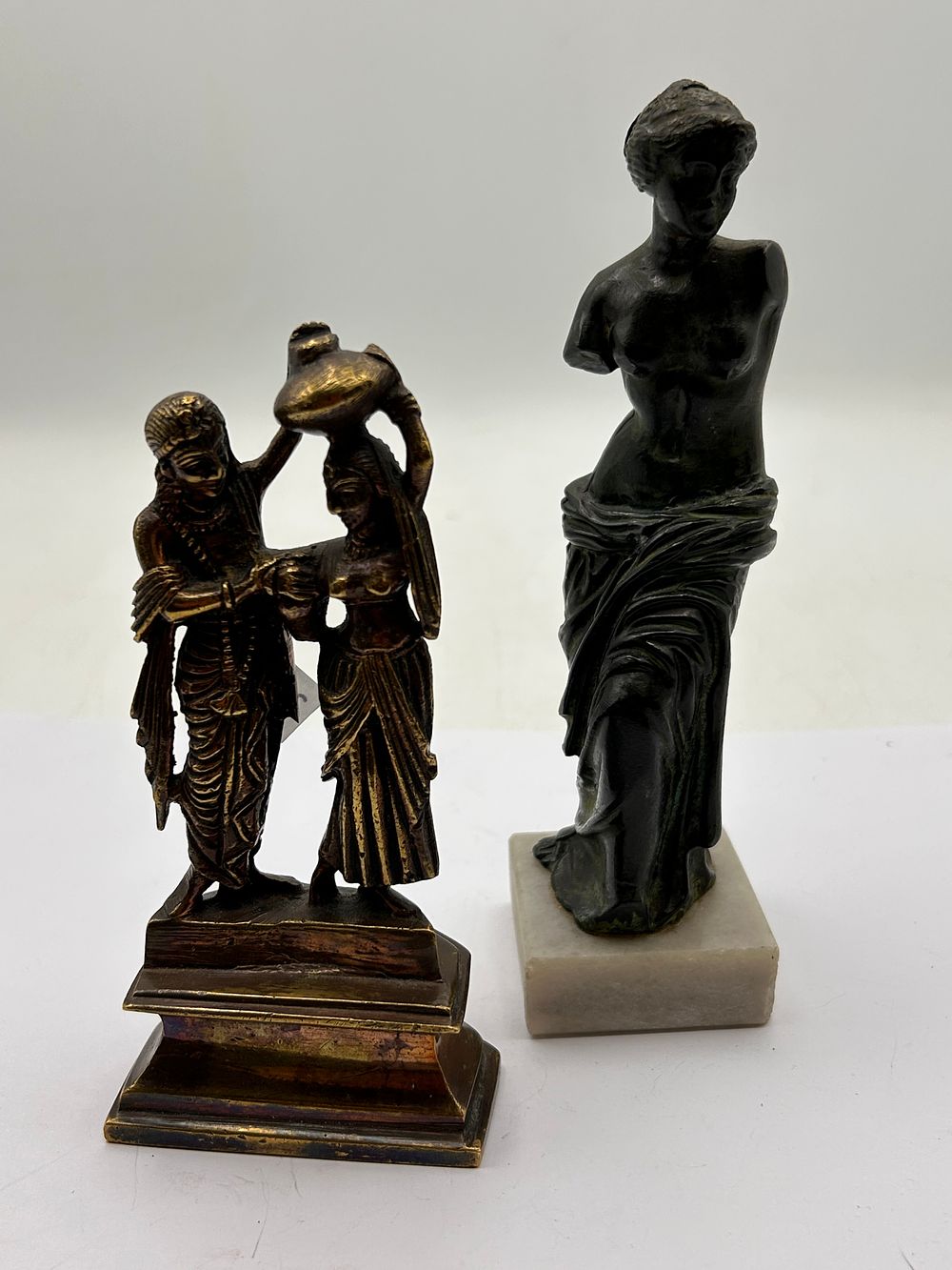 Lot 370: A Pair of Bronze?  Statuettes, including a 'Venus de Milo' after Milo, the tallest 6"