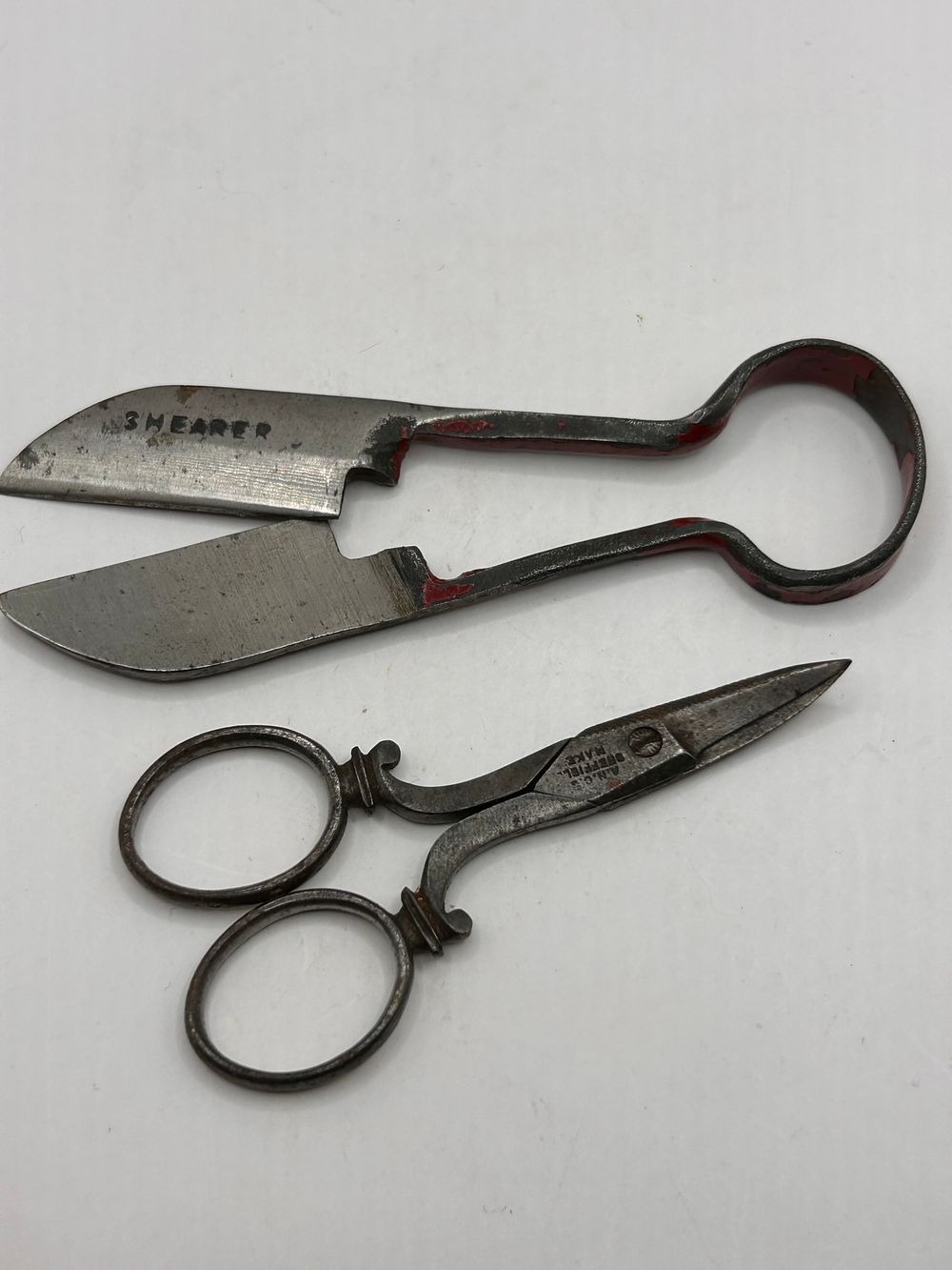 Lot 400: A Pair of Antique Minuature Sheep Shears and Sheffield Made Scissors