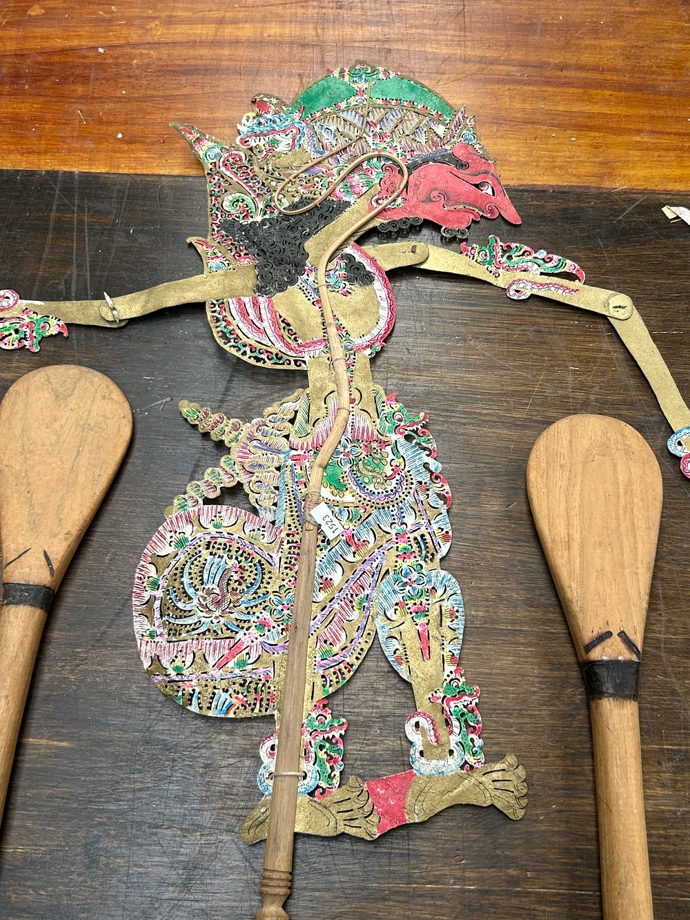 Lot 406: An Indonesian Wayang Kulit Shadow Puppet with Three Control Rods