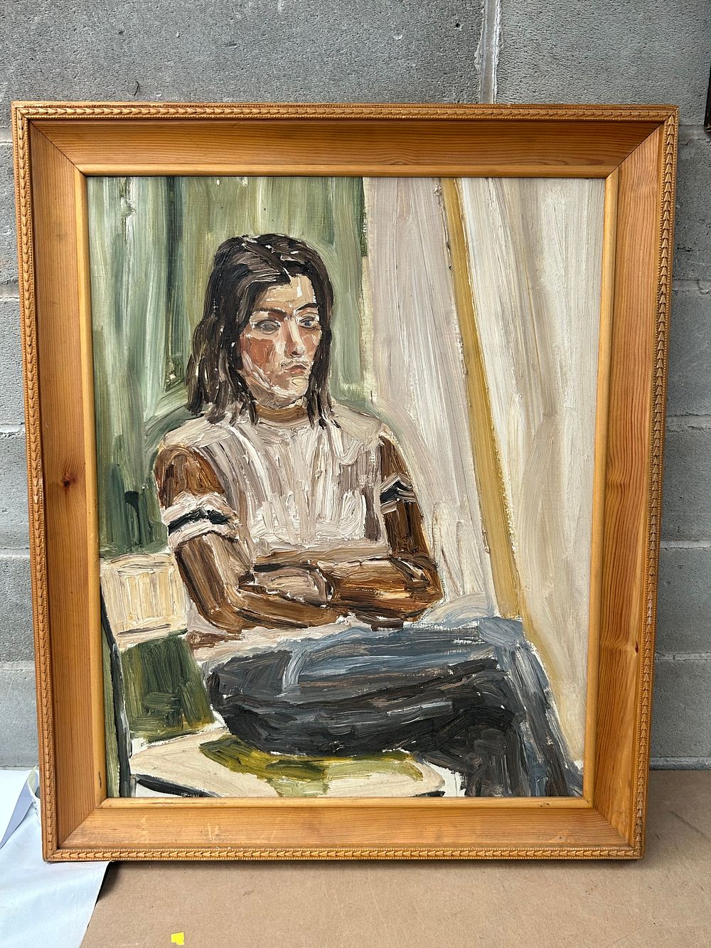 Lot 423: A Modern Impasto Oil Portrait of a Seated Figure, Mid-to-Late 20th Century. 31 x 26”