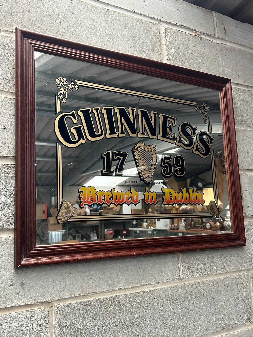 Lot 424: Vintage Framed Guinness Pub Advertising Mirror. 27 x 21”