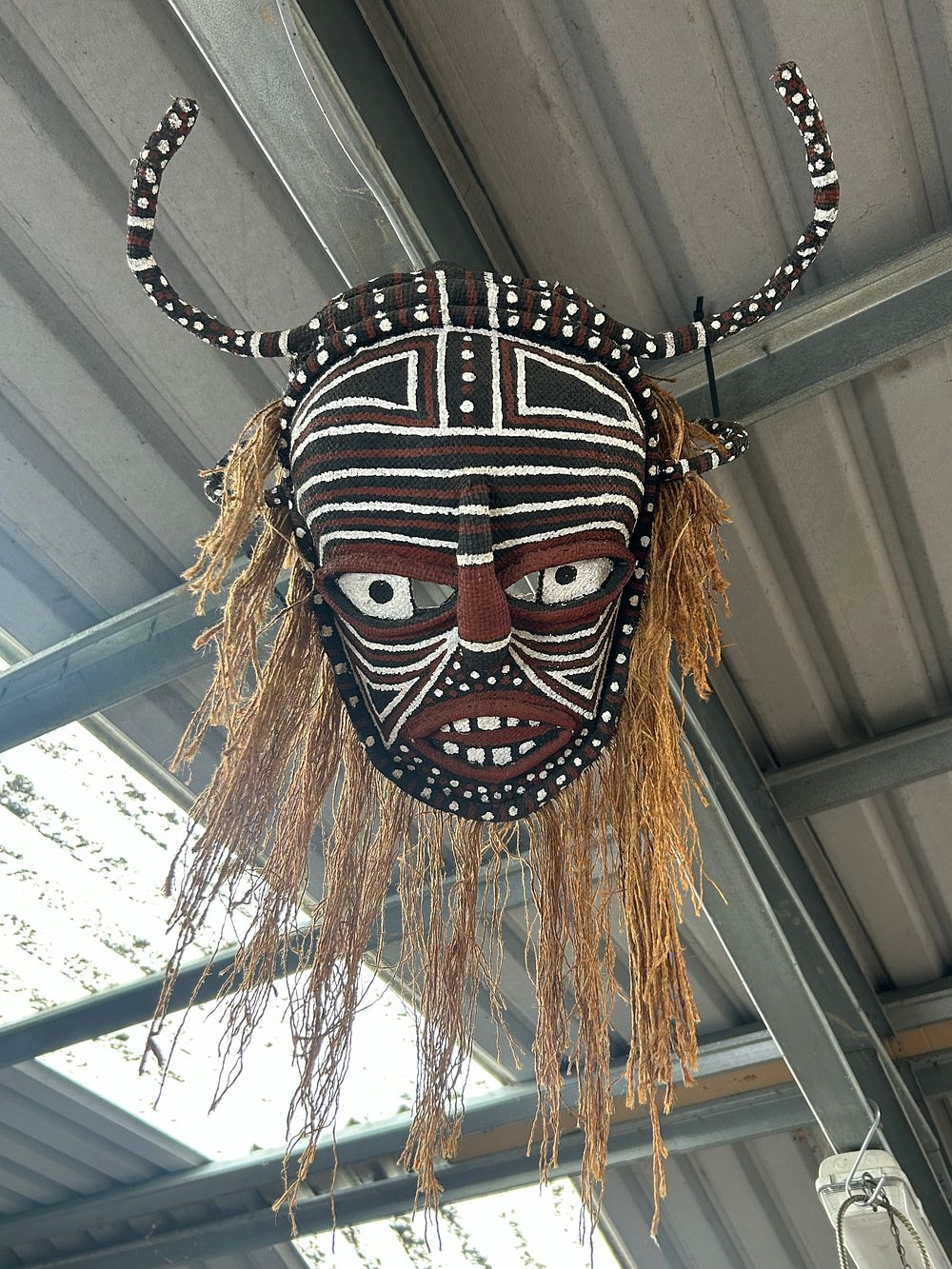 Lot 426: African Beaded Mask, Zimbabwe. 21” Length