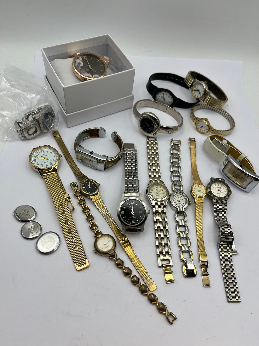 Lot 453: A Collection of Quartz Wristwatches and a Pocket Watch, Mixed Brands and Styles, Gold-tone and Silver-tone