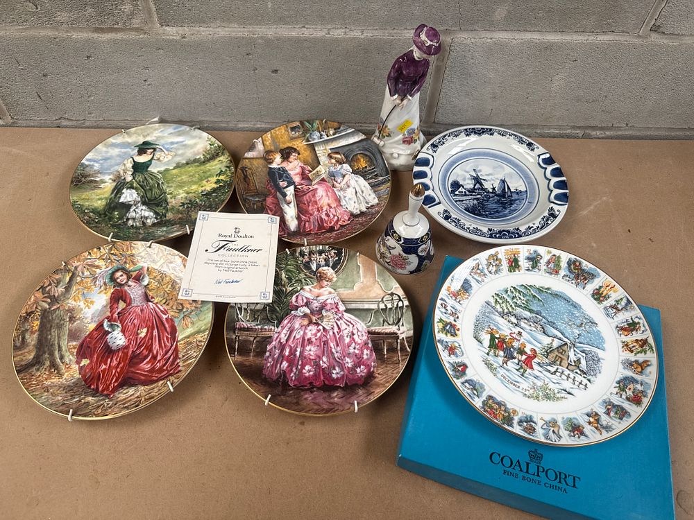 Lot 489: A Collection of Royal Doulton, Coalport, and Delft Decorative Ceramics