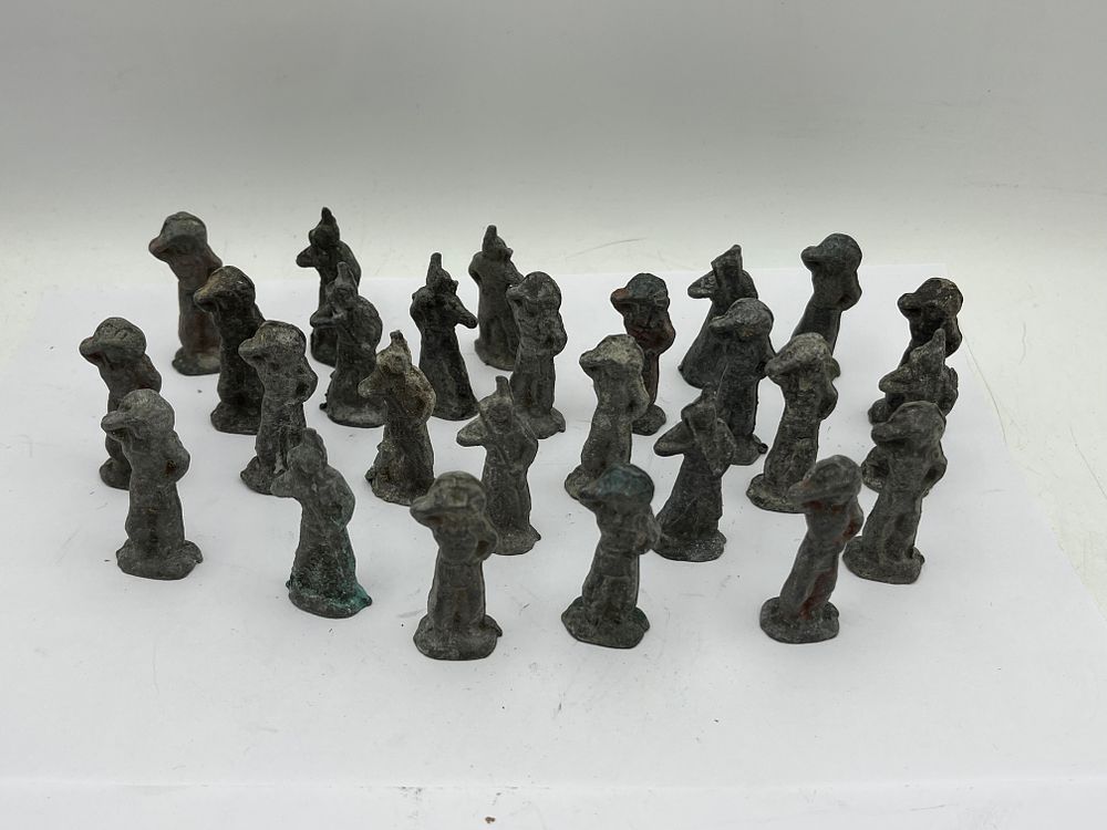 Lot 490: A Collection of Vintage Pewter Chess Pieces, 2” Tall