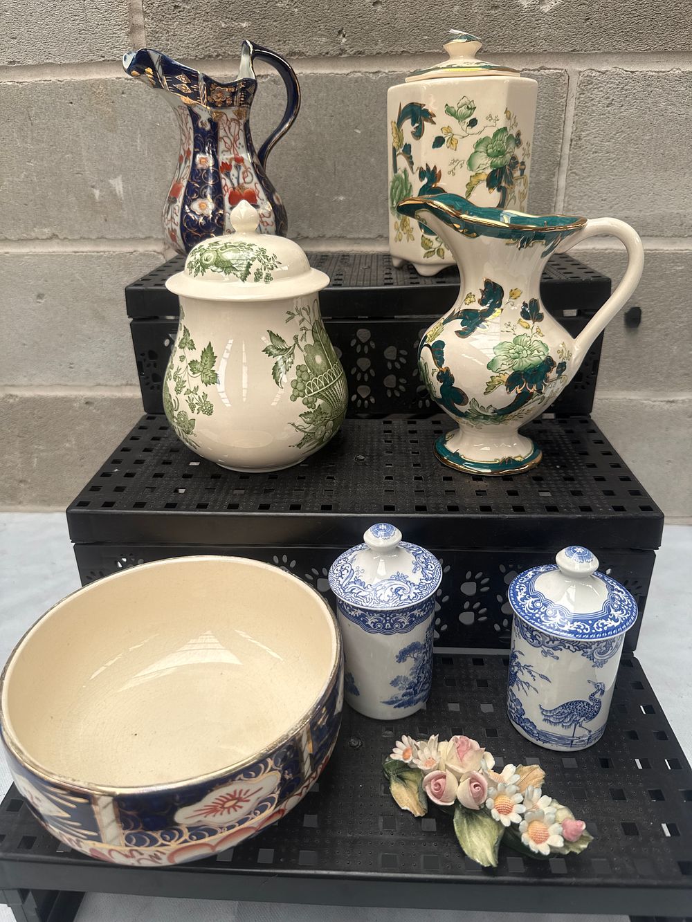 Lot 508: A Collection of Mason's 'Fruit Basket' Ironstone, Spode 'Persian Bird' Canisters, and Other Assorted Ceramics